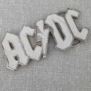 VINTAGE AC/DC BUCKLE / BELT - AMERICAN ROCK - 4" STEEL / ENAMEL